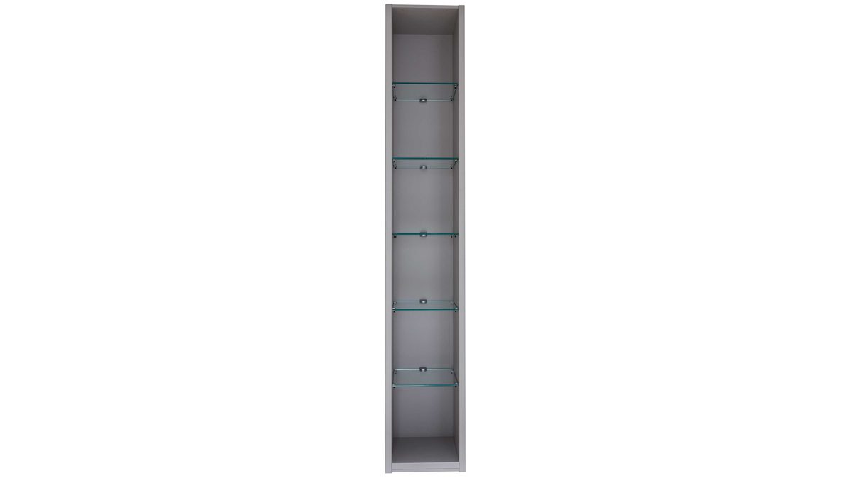 Regal Interliving aus Holz in Grau Interliving Kleiderschrank Serie 1205 – Regal Kieselgrau – fünf Glasböden