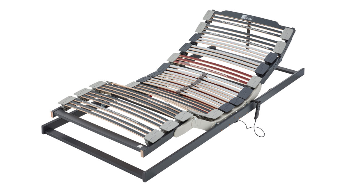 Lattenrost Interliving aus Holz in Grau Interliving Lattenrost Serie 1943 mit Motorfunktionen motorische Rücken- & Fußteilverstellung – Liegefläche ca. 90 x 190 cm