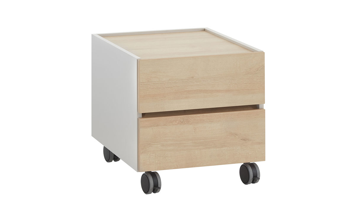 Rollcontainer Möbel rudolf aus Holz in Holzfarben Jugendzimmer Serie ZE 1 - Rollcontainer Eichefarben & Weiß- ca. 50 x 50 cm