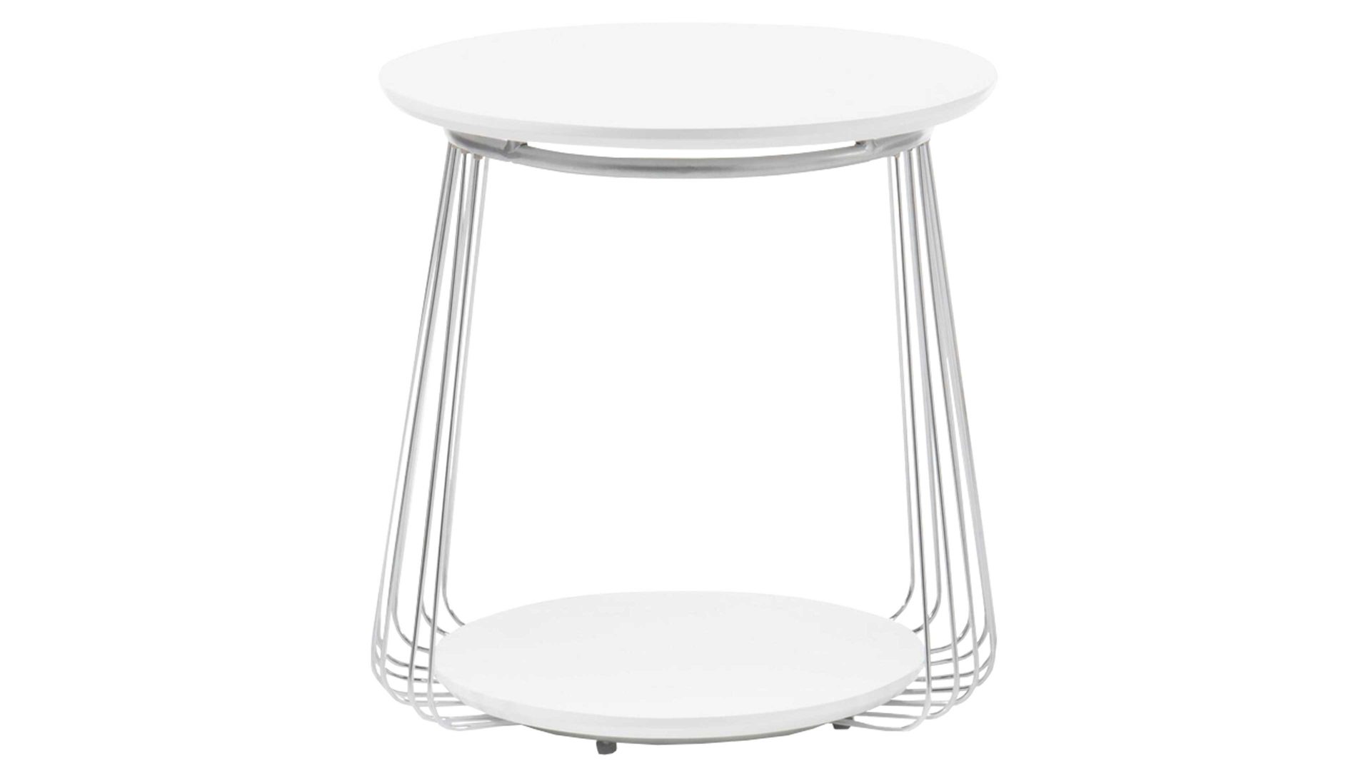Beistelltisch A better place furniture aus Holz in Weiß Beistelltisch Vilnius weißer Lack & Chrom – Durchmesser ca. 50 cm