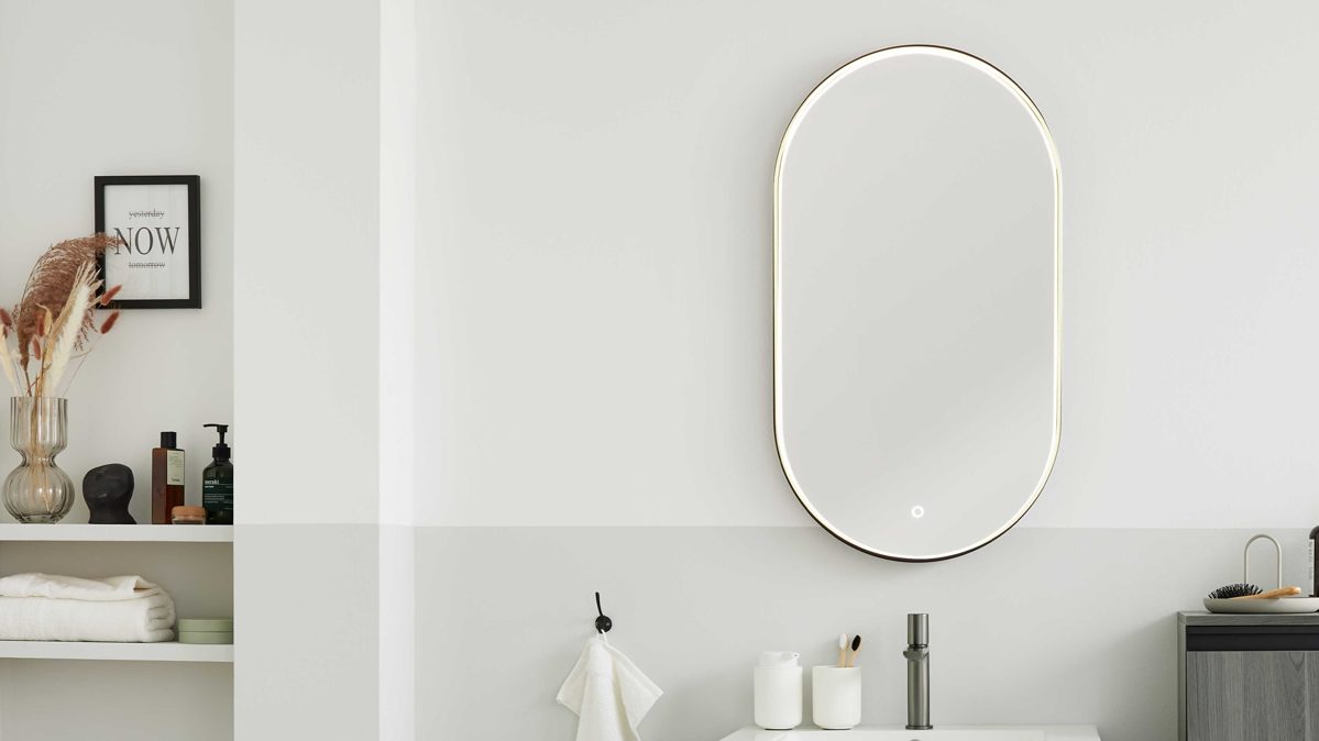 Wandspiegel Interliving aus Spiegel in Schwarz Interliving Bad Serie 3702 - Spiegel 7698 ca. 50 x 90 cm