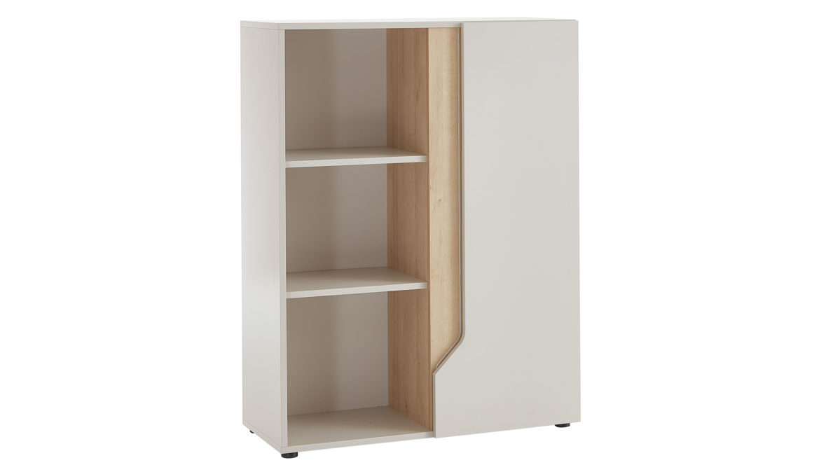 Highboard Möbel rudolf aus Holz in Weiß Jugendzimmer Serie ZE 1 - Highboard Weiß & Eichefarben - ca. 98 x 127 cm