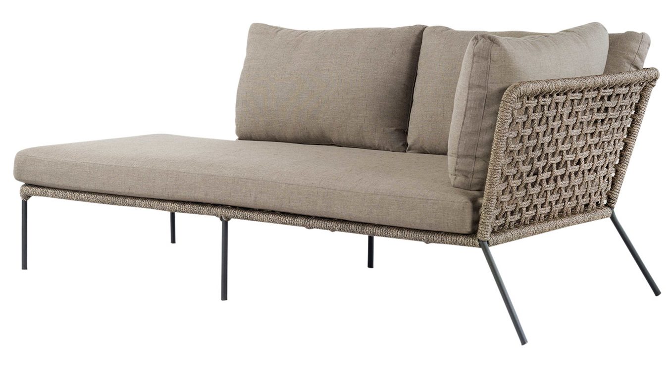 Gartensofa Cosmic collection aus Kunstfaser in Natur COSMIC collection Garten Lounge Serie Moco Rope - Daybed naturfarbenes Rope & Olefin, schwarzer Stahl