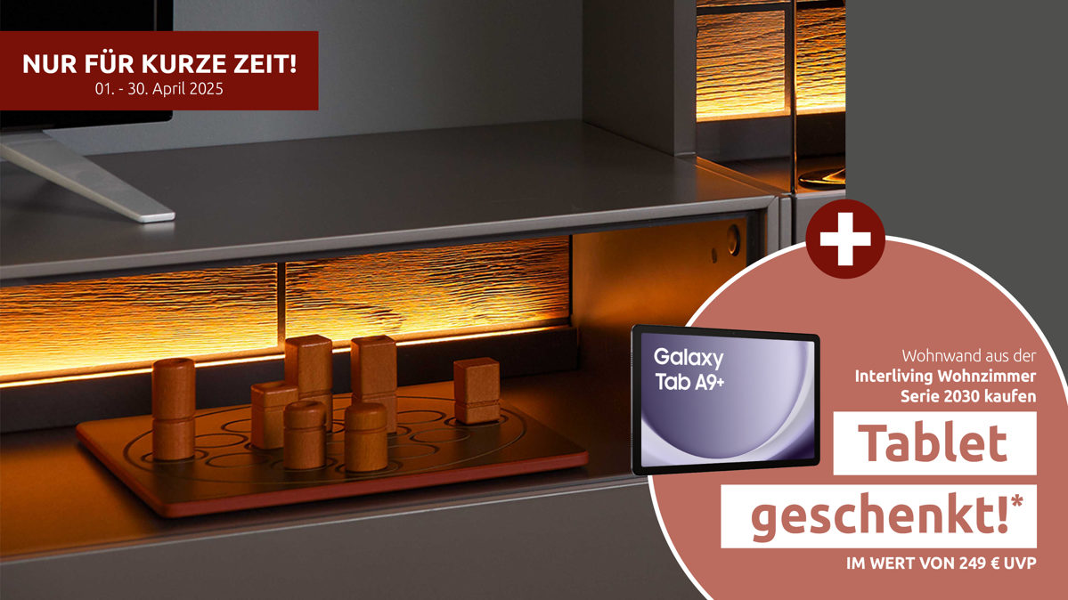 Möbelbeleuchtung Interliving aus Kunststoff in Weiß Interliving Wohnzimmer Serie 2030 - LED-Beleuchtung zweiteilig - ca. 85 cm