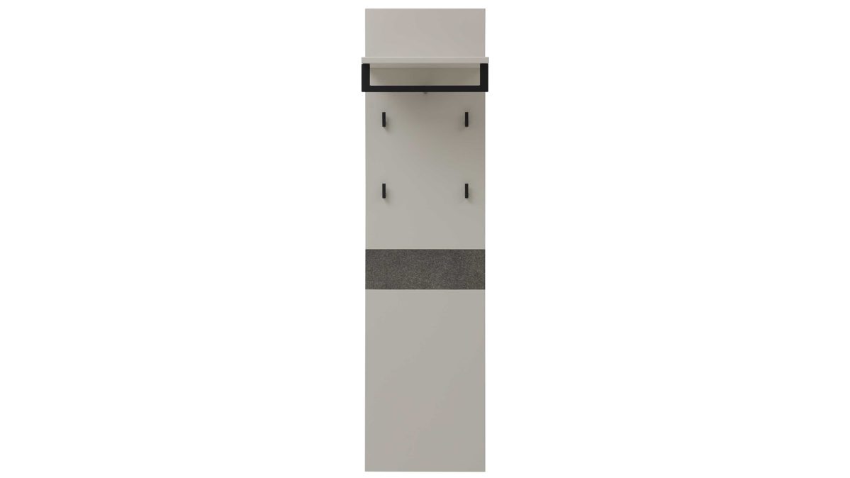 Wandgarderobe Interliving aus Holz in Weiß Interliving Garderoben Serie 6013 - Wandgarderobe Sahara Creme & Granitfurnier - ca. 45  x 173 cm