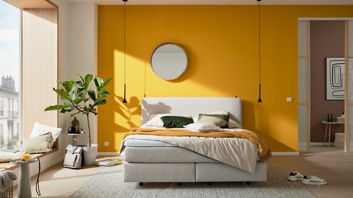 Boxspringbett Interliving aus Stoff in Beige Interliving Boxspringbett Serie 1420 naturfarbener Stoffbezug Cleo - Liegefläche ca. 180 x 200 cm