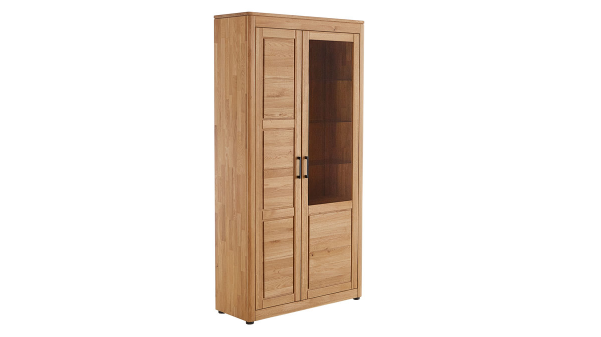 Vitrine PARTNERRING COLLECTION aus Holz in Holzfarben PARTNERRING COLLECTION Programm Vigo - Vitrine Eiche geölt - eine Holztür, eine Glastür, ca. 105 x 204 cm