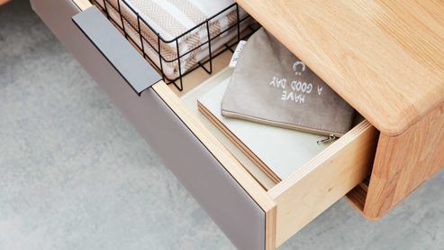 Bettgestell Interliving aus Holz in Holzfarben Interliving Schlafzimmer Serie 1015 – Bettgestell mit Nachtkonsolen Wildeiche & Siena – Liegefläche ca. 180 x 200 cm