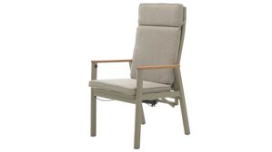 Gartenstuhl /-sessel Interliving aus Metall in Beige Interliving Gartenmöbel Serie 7014 - Gartenstuhl mit Relaxfunktion beiges TEXTILENE®, Teak & taupefarbenes Aluminium