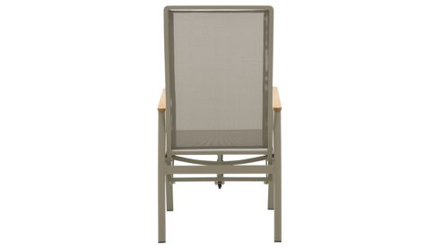 Gartenstuhl /-sessel Interliving aus Metall in Beige Interliving Gartenmöbel Serie 7014 - Gartenstuhl mit Relaxfunktion beiges TEXTILENE®, Teak & taupefarbenes Aluminium