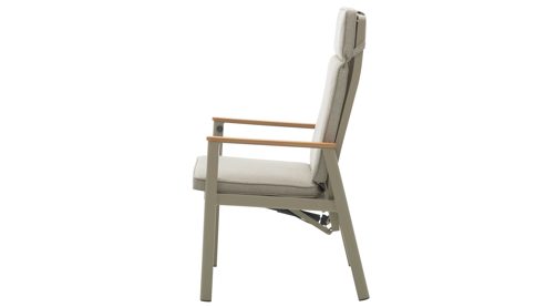 Gartenstuhl /-sessel Interliving aus Metall in Beige Interliving Gartenmöbel Serie 7014 - Gartenstuhl mit Relaxfunktion beiges TEXTILENE®, Teak & taupefarbenes Aluminium