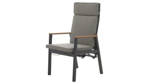 Gartenmöbel-Set Interliving aus Stein in Anthrazit Interliving Gartenmöbel Serie 7014 - Essgruppe mit Ausziehtisch betonfarbener Sinterstein, anthrazitfarbenes Aluminium & TEXTILENE®