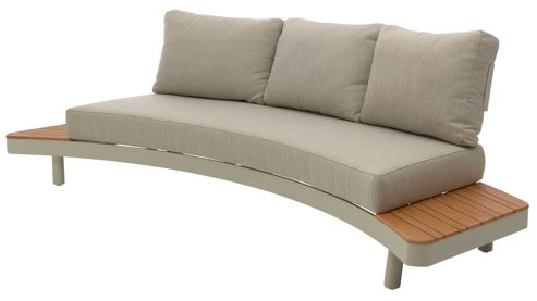 Gartensofa Interliving aus Metall in Beige Interliving Gartenmöbel Serie 7015 - Loungesofa beiges Olefin, Teakholz & taupefarbenes  Aluminium