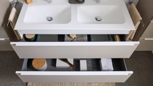 Badmöbel-Set Interliving aus Holz in Beige Interliving Bad Serie 3710 - Badmöbel-Set Macchiato & Weiß