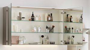 Badmöbel-Set Interliving aus Holz in Beige Interliving Bad Serie 3710 - Badmöbel-Set Macchiato & Weiß