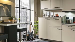 Einbauküche Express küchen aus Holz in Beige EXPRESS KÜCHEN Einbauküche Win mit Spülmaschine Cremegrau - Länge ca. 240 cm