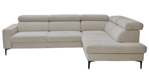 Ecksofa Interliving aus Stoff in Hellgrau Interliving Sofa Serie 4420 - Ecksofa mit Metallfüßen graubeiger Bezug LRS 19 – Stellfläche ca. 285 x 207 cm