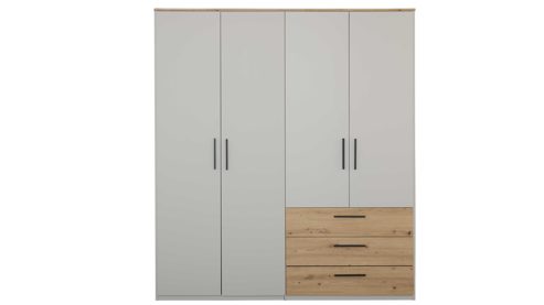 Komplettzimmer Interliving aus Holz in Hellgrau Interliving Jugendzimmer Serie 1702 - Jugendzimmermöbel als komplettes Set Sandgrau & Artisan Eiche - Liegefläche ca. 120 x 200 cm