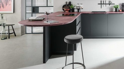 Einbauküche Nolte® küchen aus Holz in Schwarz nolte® Einbauküche Perfect Plus mit Einbaugeräten Schwarz & Red Marble – zweiteilig