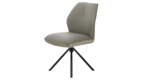 Vierfußstuhl Interliving aus Stoff in Grau Interliving Esszimmer Serie 5116 – Polsterstuhl mit Drehfunktion graue Cord-Lederkombination Fo-Sh & schwarzes Gestell F37