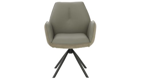 Vierfußstuhl Interliving aus Stoff in Grau Interliving Esszimmer Serie 5116 – Armlehnstuhl mit Motion- & Drehfunktion graue Cord-Lederkombination Fo-Sh & schwarzes Gestell F37