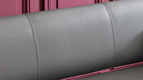 Polsterbank Interliving aus Leder in Grau Interliving Esszimmer Serie 5116 – Polsterbank graue Cord-Lederkombination Fo-Sh & schwarzes Gestell 10 - Länge ca. 200 cm