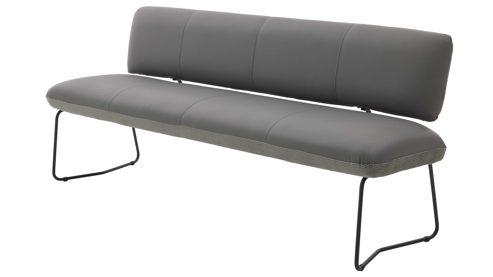 Polsterbank Interliving aus Leder in Grau Interliving Esszimmer Serie 5116 – Polsterbank graue Cord-Lederkombination Fo-Sh & schwarzes Gestell 10 - Länge ca. 200 cm