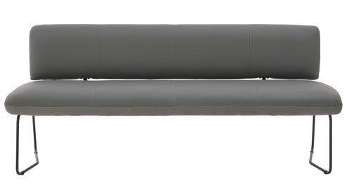 Polsterbank Interliving aus Leder in Grau Interliving Esszimmer Serie 5116 – Polsterbank graue Cord-Lederkombination Fo-Sh & schwarzes Gestell 10 - Länge ca. 200 cm