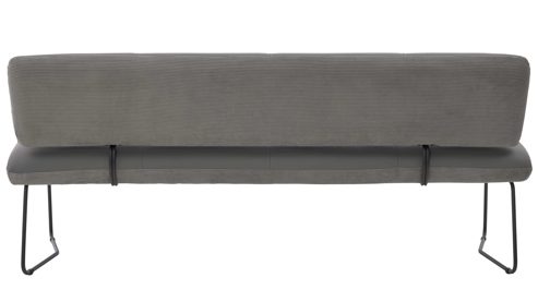 Polsterbank Interliving aus Leder in Grau Interliving Esszimmer Serie 5116 – Polsterbank graue Cord-Lederkombination Fo-Sh & schwarzes Gestell 10 - Länge ca. 200 cm