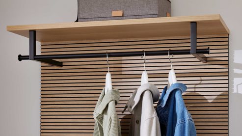 Garderoben-Set Interliving aus Holz in Grau Interliving Garderobe Serie 6015 - Garderoben-Set Steingrau & Eiche - sechsteilig