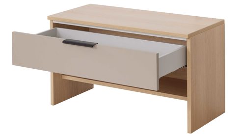 Garderobenbank Interliving aus Holz in Grau Interliving Garderobe Serie 6015 - Garderobenbank Steingrau & Eiche - eine Schublade, Länge ca. 80 cm