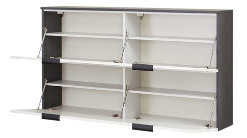 Schuhschrank Interliving aus Holz in Weiß Interliving Garderobe Serie 6015 - Schuhschrank Mattweiß & Mooreiche - zwei Klappen, Breite ca. 160 cm