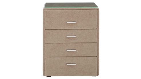 Nachtkommode Interliving aus Stoff in Beige Interliving Bettensystem Serie 1420 - Nachtkommode beige Chenille Toni - vier Schubladen, Breite ca. 50 cm