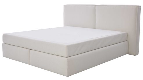 Boxspringbett Interliving aus Stoff in Weiß Interliving Boxspring Bett Serie 1421 elfenbeinfarbener Bezug Alfor 101 - Liegefläche ca. 180 x 200 cm