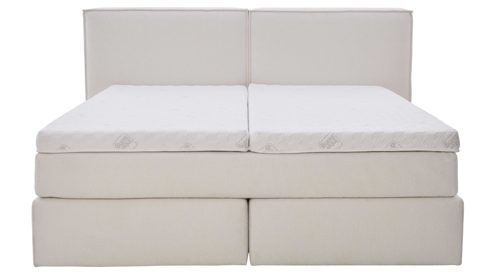 Boxspringbett Interliving aus Stoff in Weiß Interliving Boxspring Bett Serie 1421 elfenbeinfarbener Bezug Alfor 101 - Liegefläche ca. 180 x 200 cm