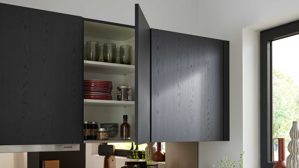 Einbauküche culineo® aus Holz in Schwarz Culineo® Einbauküche C382 mit gorenje Einbaugeräten Eiche Nero - Stellfläche ca. 335 x 305 cm