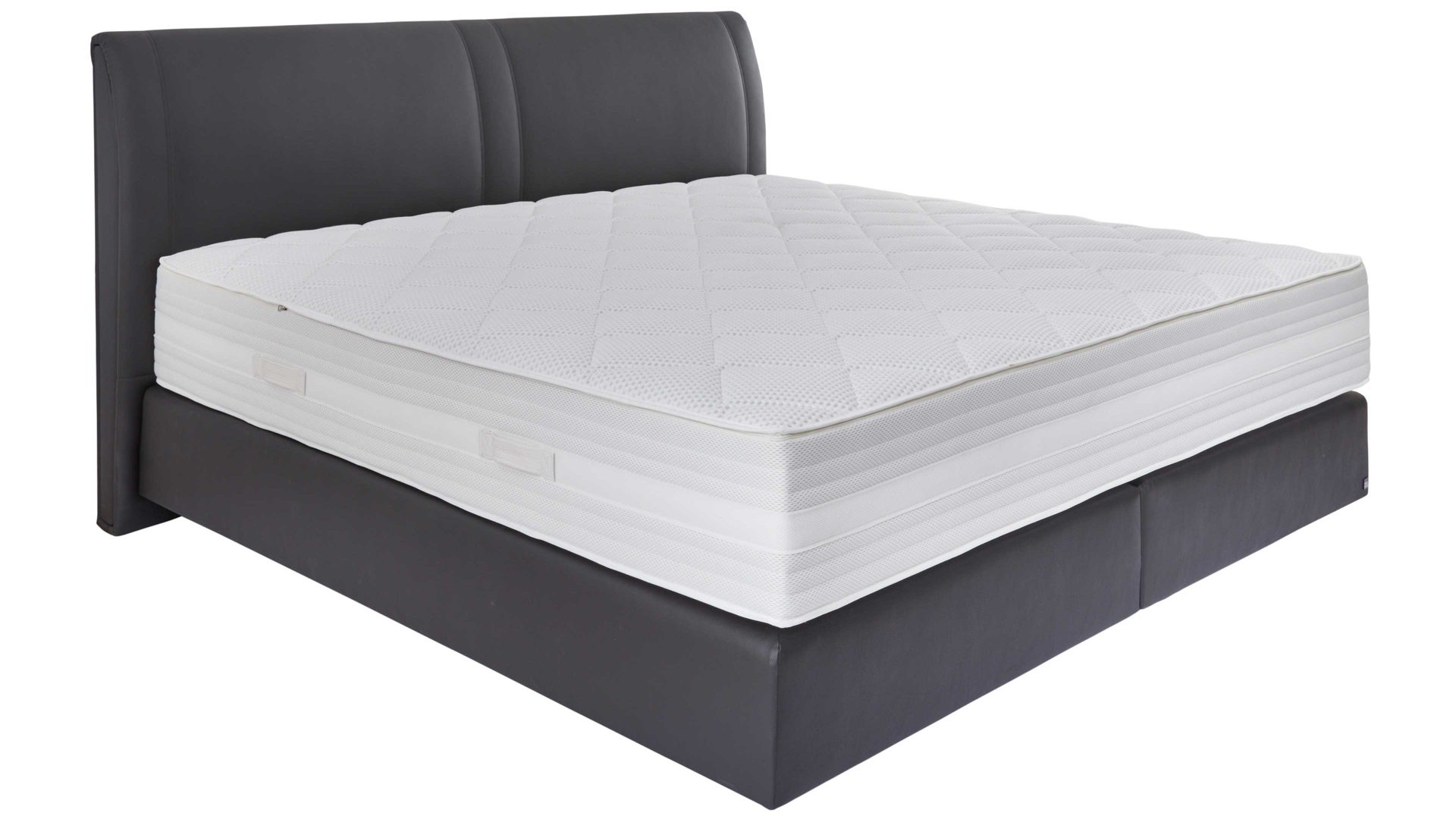 Boxspringbett Interliving aus Stoff in Grau Interliving Boxspringbett Serie 1401 graues Flachgewebe Neo 485400 – Liegefläche ca. 180 x 200 cm