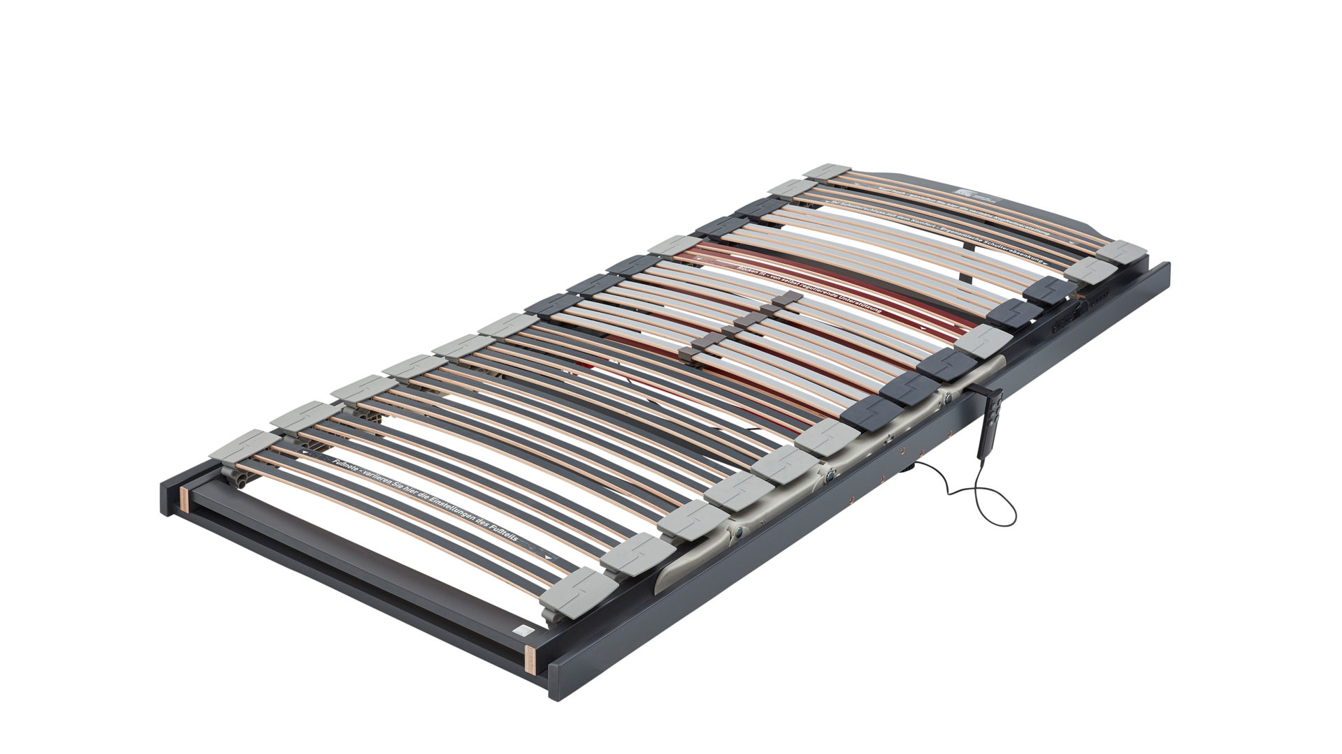 Lattenrost Interliving aus Holz in Grau Interliving Lattenrost Serie 1943 – Lattenrost MASTER motorische Rücken- & Fußteilverstellung – Liegefläche ca. 100 x 190 cm