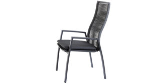 Gartenstuhl /-sessel Interliving aus Kunstfaser in Anthrazit Interliving Gartenmöbel Serie 7011 - Armlehnstuhl anthrazitfarbenes Rope, TEXTILENE® & Aluminium