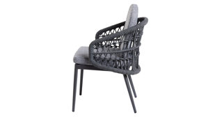 Gartenstuhl /-sessel Interliving aus Kunstfaser in Hellgrau Interliving Gartenmöbel Serie 7012 - Gartensessel hellgrauer Olefin-Teddybezug, Rope & Aluminium
