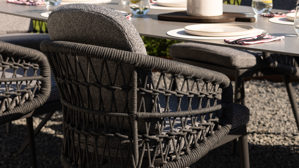 Gartenstuhl /-sessel Interliving aus Kunstfaser in Hellgrau Interliving Gartenmöbel Serie 7012 - Gartensessel hellgrauer Olefin-Teddybezug, Rope & Aluminium