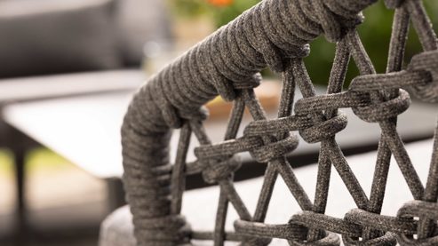 Gartenliege Interliving aus Kunstfaser in Grau Interliving Gartenmöbel Serie 7013 - Doppelliege grauer Olefin-Teddybezug, Rope & Aluminium