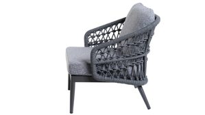 Gartenmöbel-Set Interliving aus Kunstfaser in Grau Interliving Gartenmöbel Serie 7013 - Loungemöbel-Set grauer Olefin-Teddybezug, Rope & Aluminium - dreiteilig