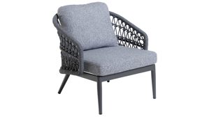 Gartenmöbel-Set Interliving aus Kunstfaser in Grau Interliving Gartenmöbel Serie 7013 - Loungemöbel-Set grauer Olefin-Teddybezug, Rope & Aluminium - dreiteilig