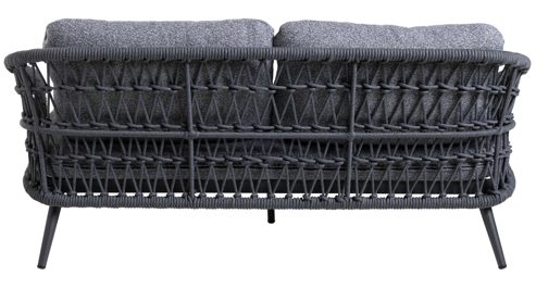 Gartenmöbel-Set Interliving aus Kunstfaser in Grau Interliving Gartenmöbel Serie 7013 - Loungemöbel-Set mit Couchtisch grauer Olefin-Teddybezug, Rope, Aluminium & Sinterstein - vierteilig