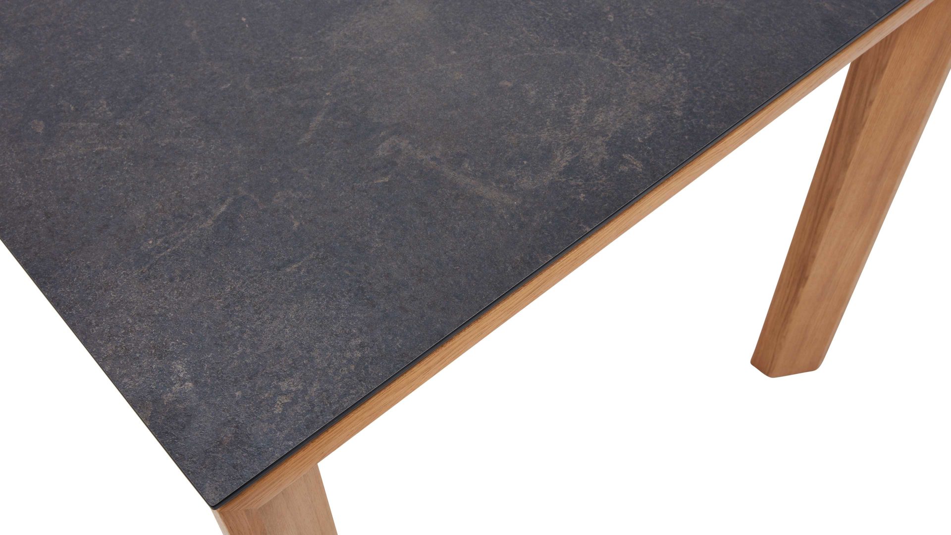 Auszugtisch Interliving aus Holz in Grau Interliving Esszimmer Serie 5102 – Auszugtisch granitfarbenes HPL & Wildeiche – ca. 140-240 x 90 cm