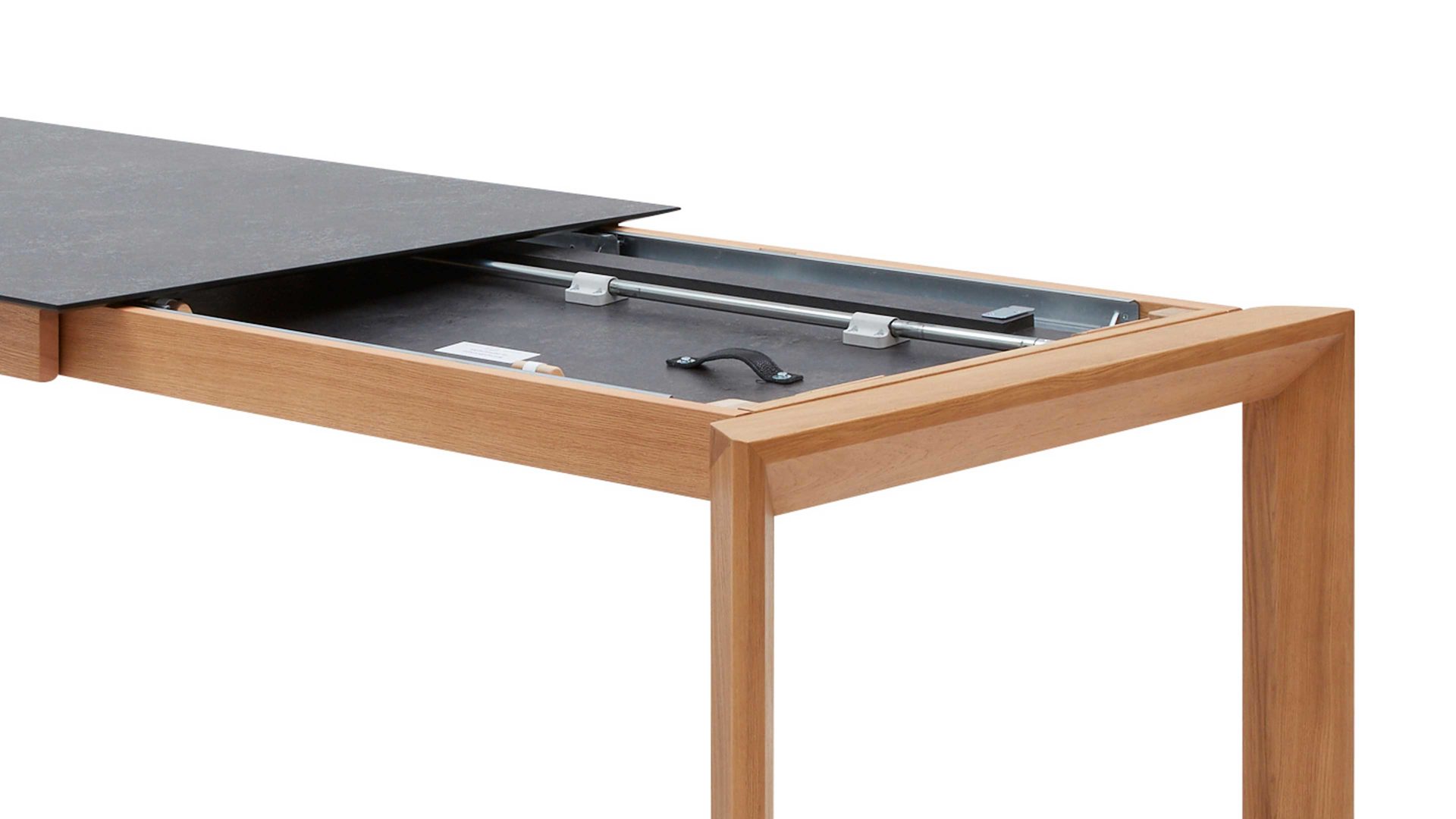 Auszugtisch Interliving aus Holz in Grau Interliving Esszimmer Serie 5102 – Auszugtisch granitfarbenes HPL & Wildeiche – ca. 140-240 x 90 cm