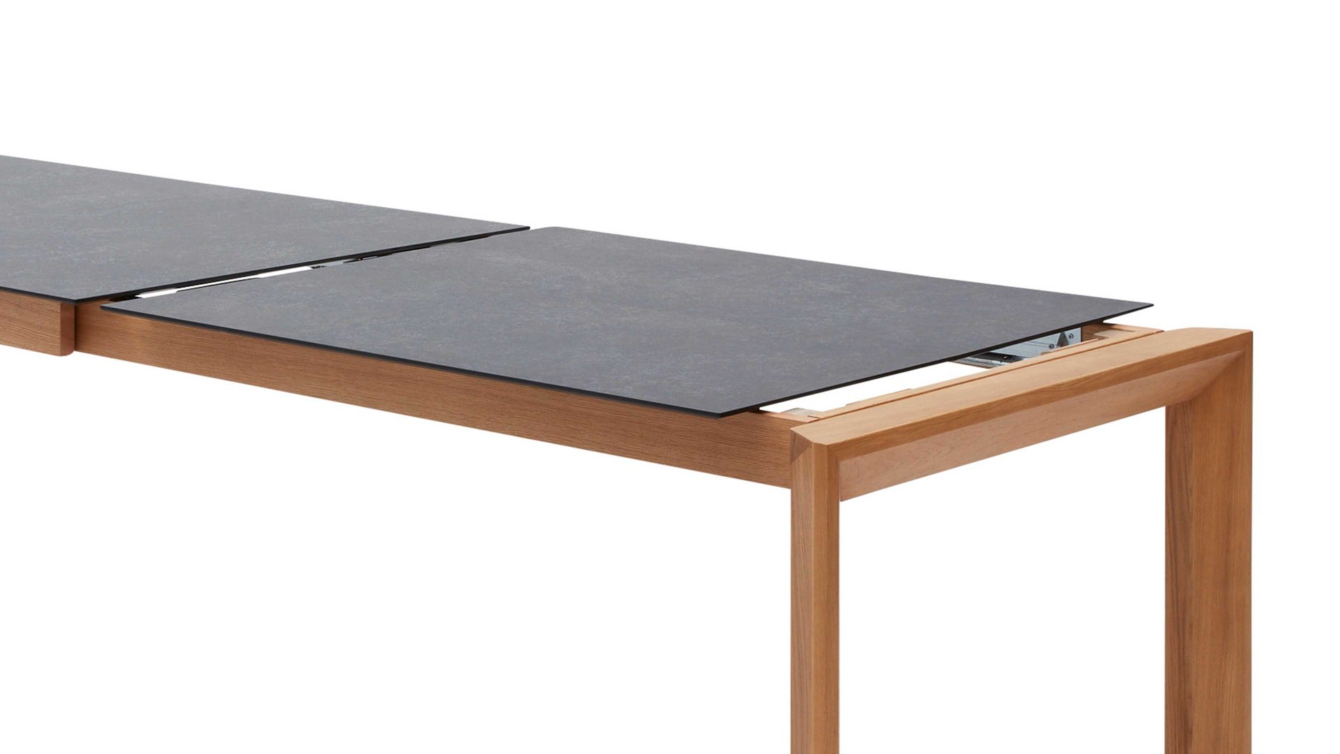 Auszugtisch Interliving aus Holz in Grau Interliving Esszimmer Serie 5102 – Auszugtisch granitfarbenes HPL & Wildeiche – ca. 140-240 x 90 cm