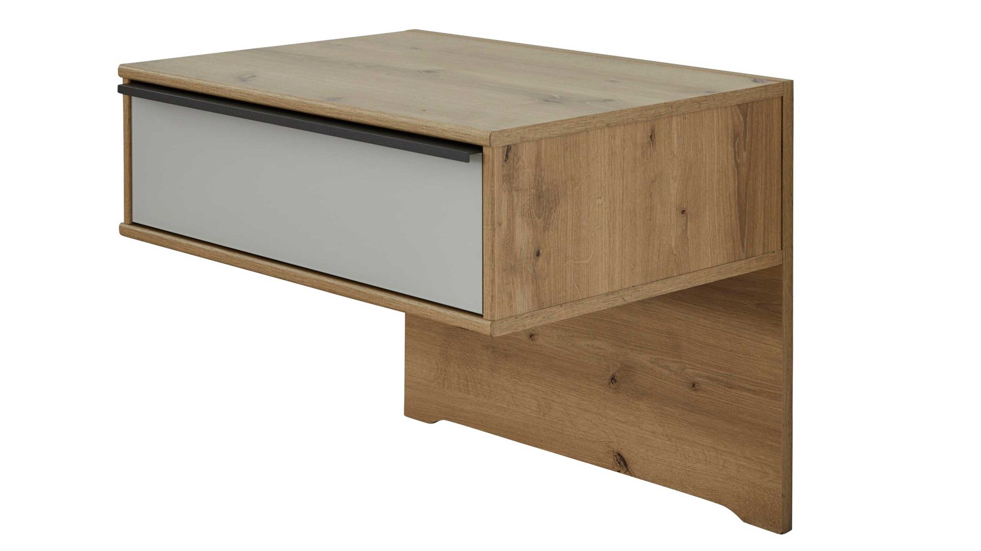 Nachtkommoden-Set Interliving aus Holz in Hellgrau Interliving Kleiderschrank Serie 1205 – Nachtkonsolen-Set Champagner & Eiche Bianco – zweiteilig