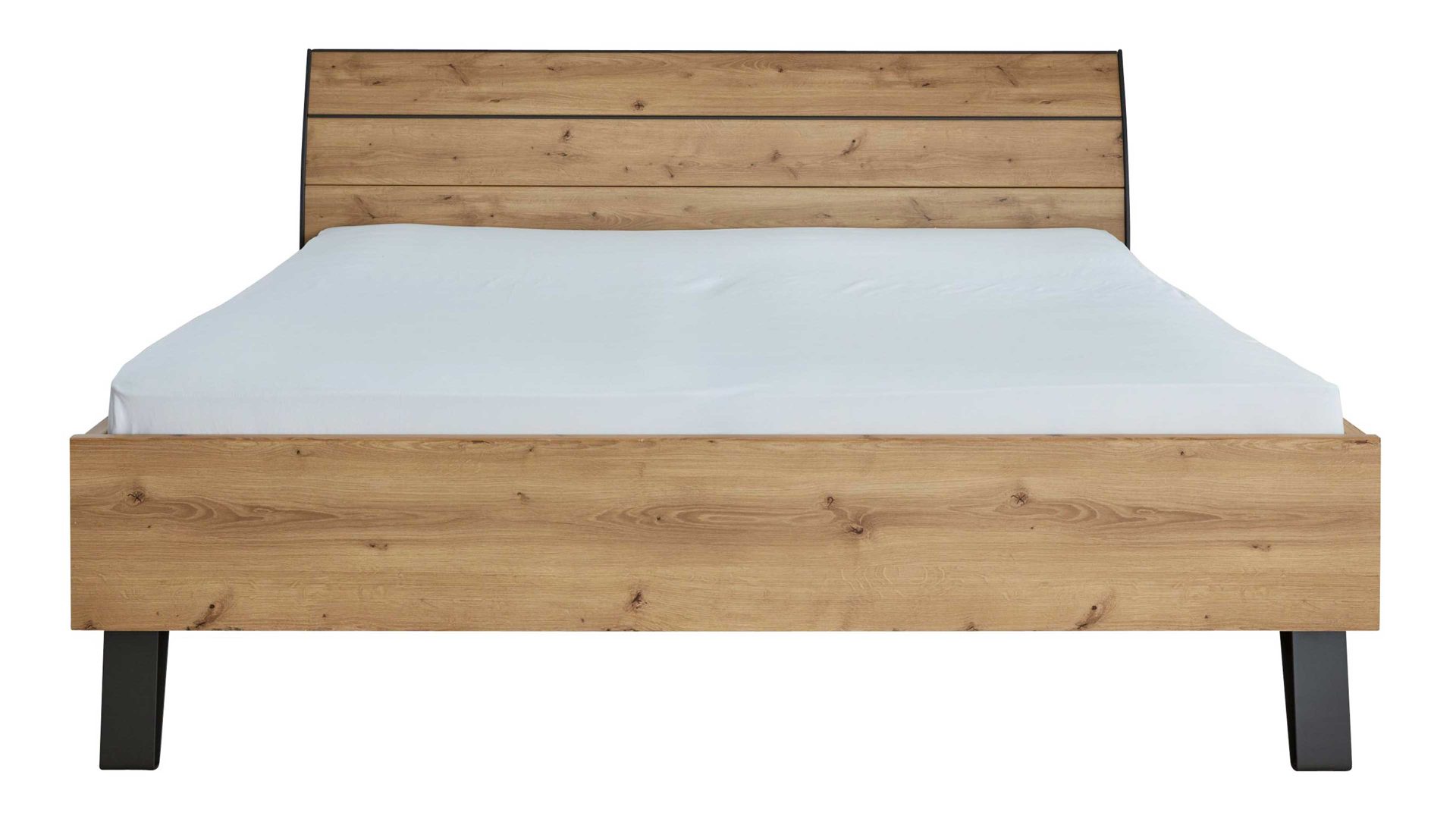 Bettgestell Interliving aus Holz in Holzfarben Interliving Kleiderschrank Serie 1205 – Bettgestell Eiche Bianco & Schiefer – Liegefläche ca. 180 x 200 cm